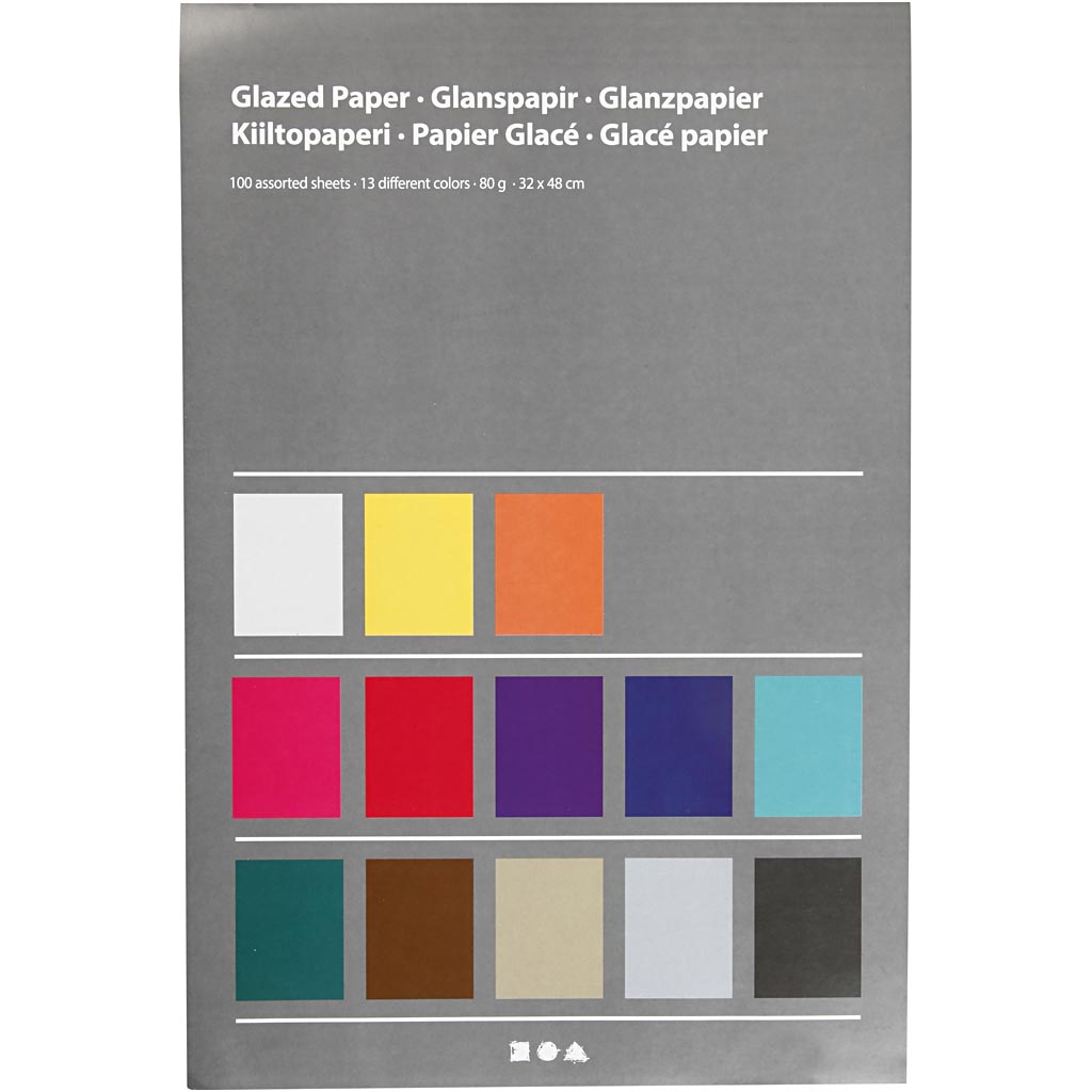 Glanspapper Creativ Company Mixade Färger 32x48 cm 80 g 100 Ark/1 Förp
