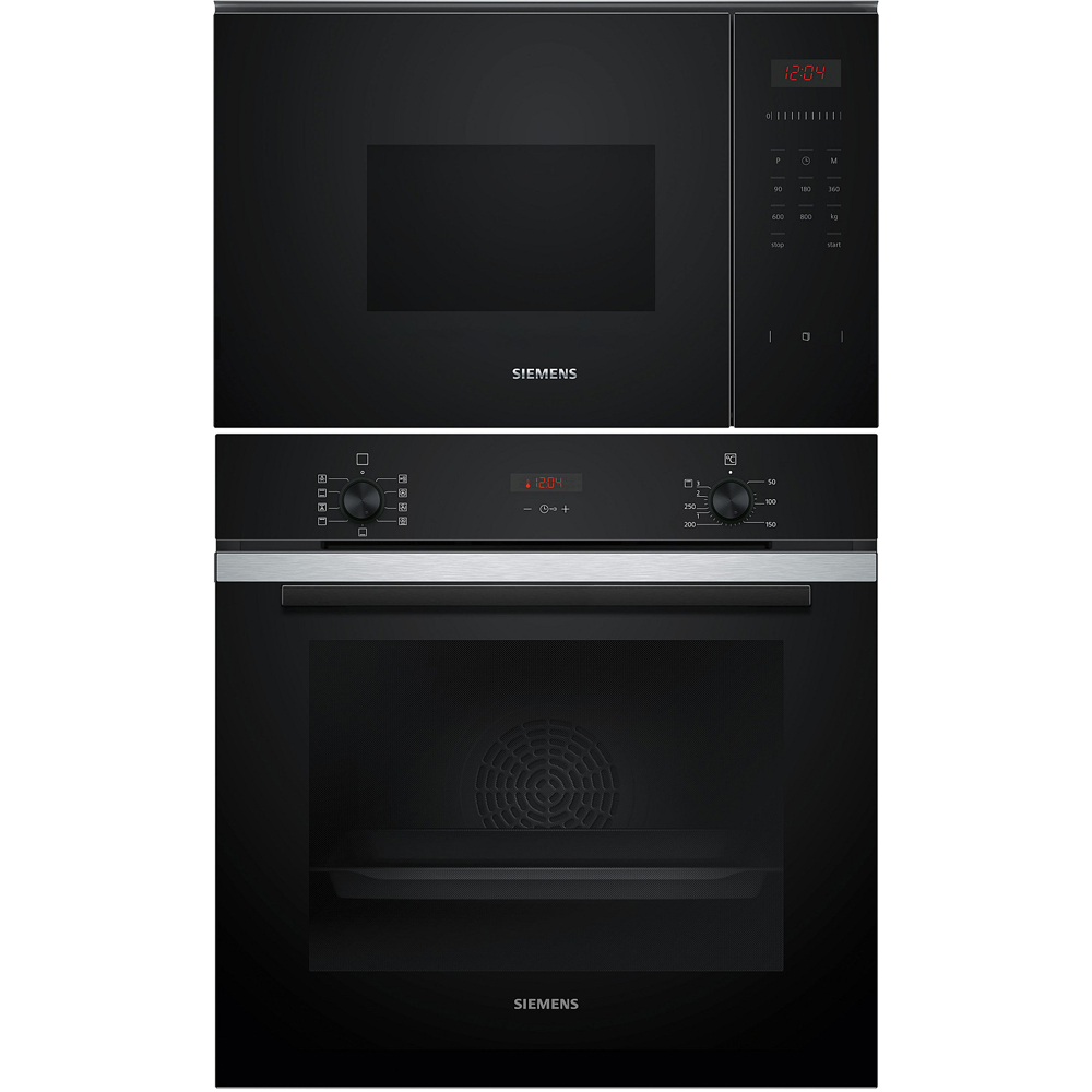 Ugn- och Mikropaket Siemens iQ300 HB234ABS3F + BF523LMB1 Rostfri med 3D hotAir Plus och ecoClean