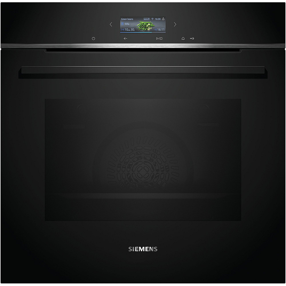 Ugn och Mikro Siemens iQ700 HB772A1B1 + BF722L1B1 Med Pyrolys och TouchControl Svart