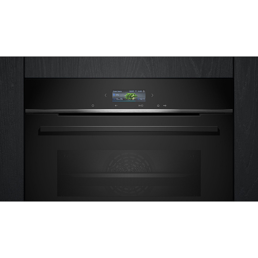 Ugn och Mikro Siemens iQ700 HB772A1B1 + BF722L1B1 Med Pyrolys och TouchControl Svart
