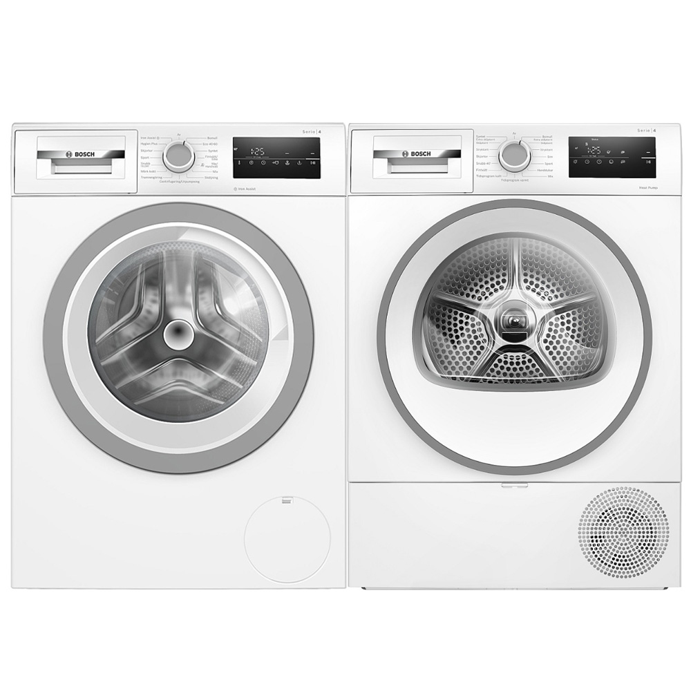Tvättmaskin och Torktumlare BOSCH WAN2821SSN + WTH85V0SSN Serie 4 Vit