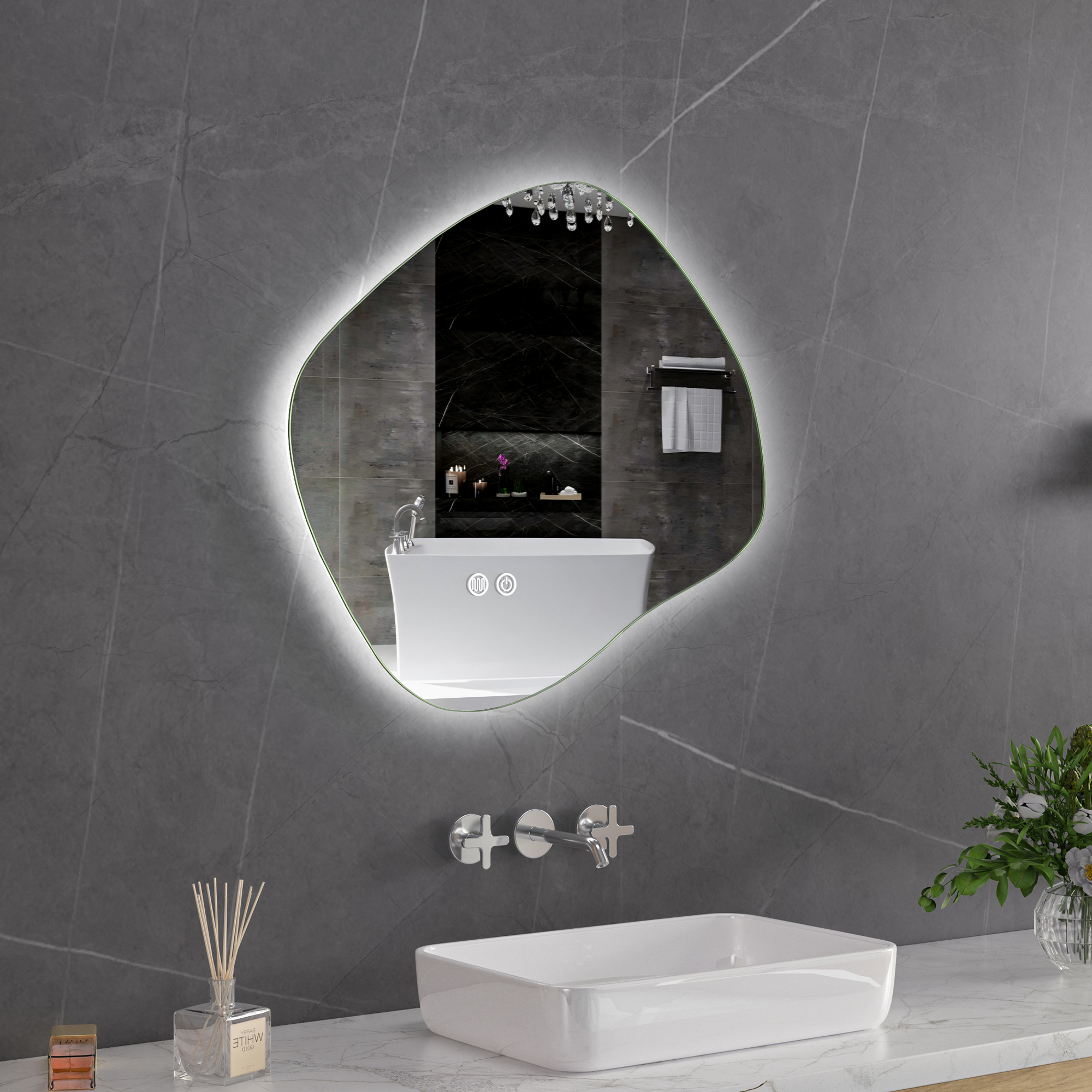 Badrumsspegel Lyfco med LED-Belysning 60x55 cm