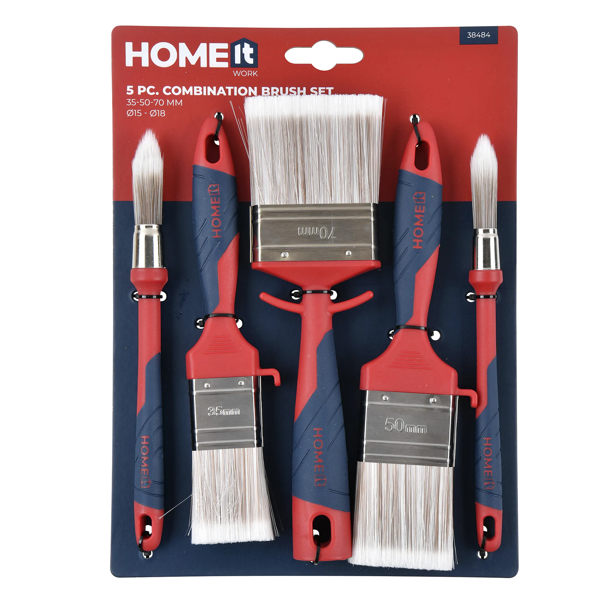 Pensel Home It Set Med 2 Runda Ø 15/18 mm och 3 Platta 35/50/70 mm