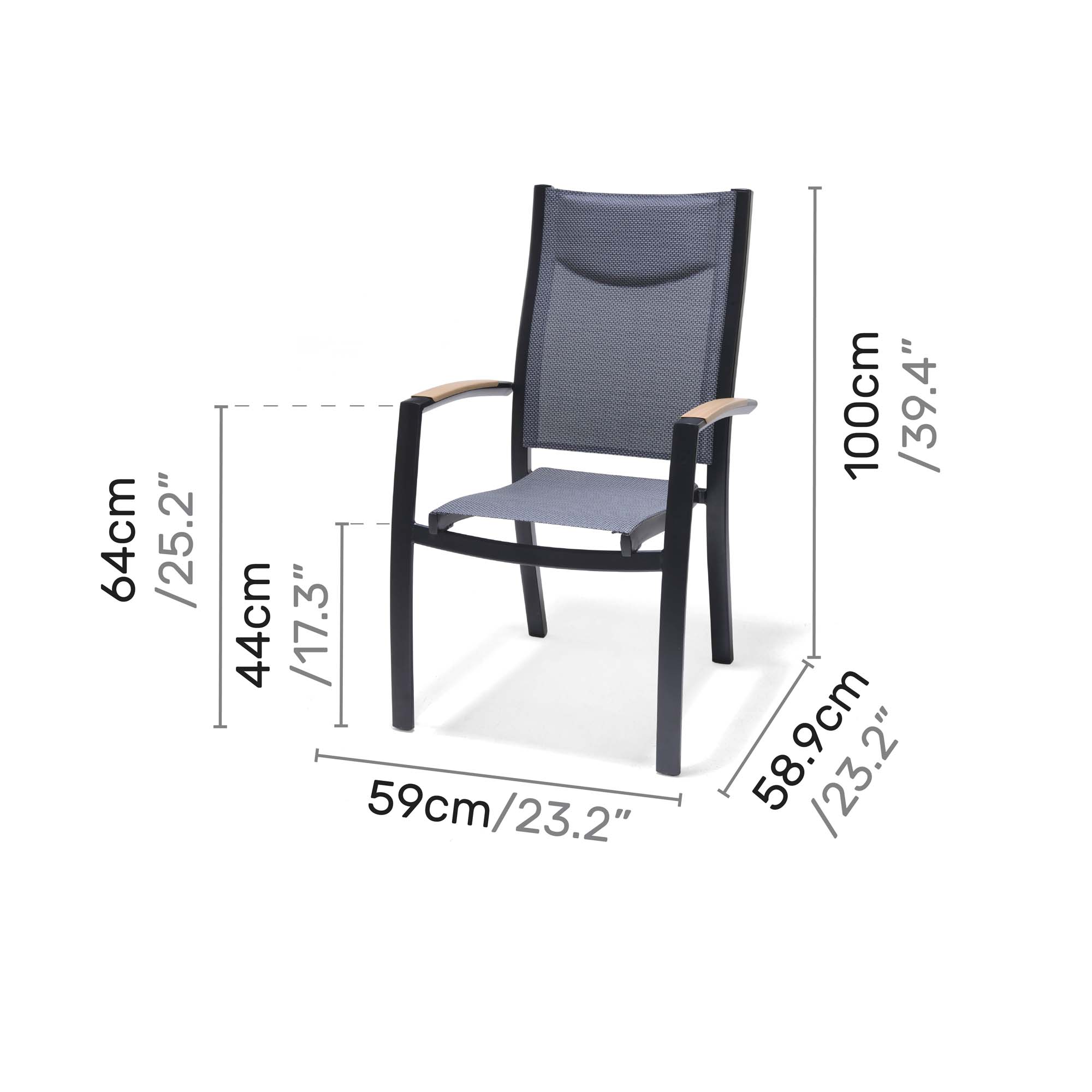 Matgrupp Utomhus LifestyleGarden Panama 200 cm 6 stapelbara karmstolar + 2 positionsstolar