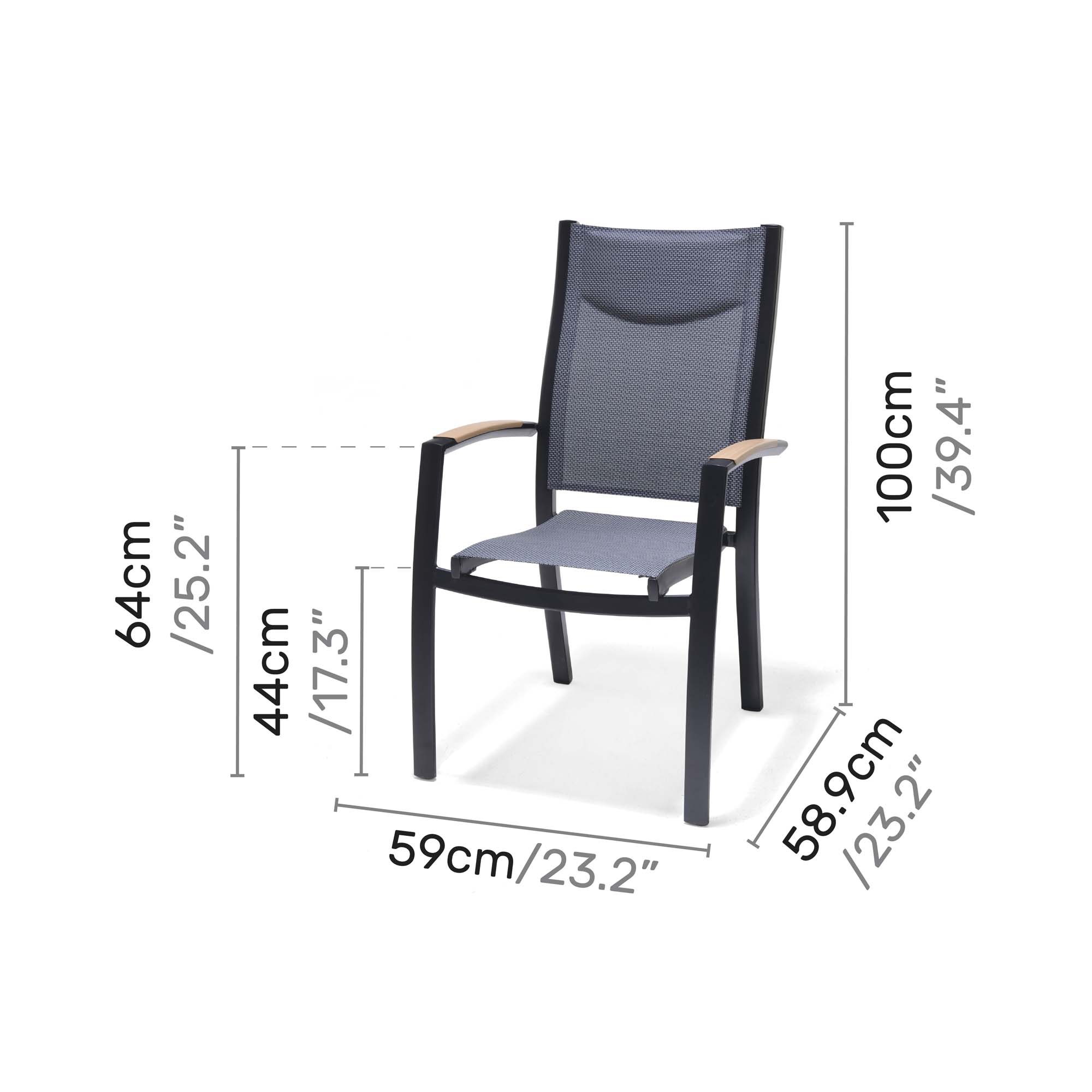 Matgrupp Utomhus LifestyleGarden Panama 90 cm 4 stapelbara karmstolar