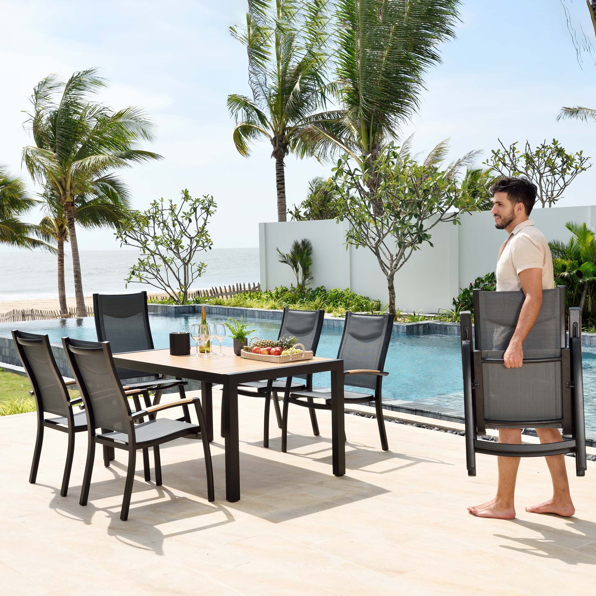 Karmstol för utomhusbruk LifestyleGarden Solana carver 4-pack