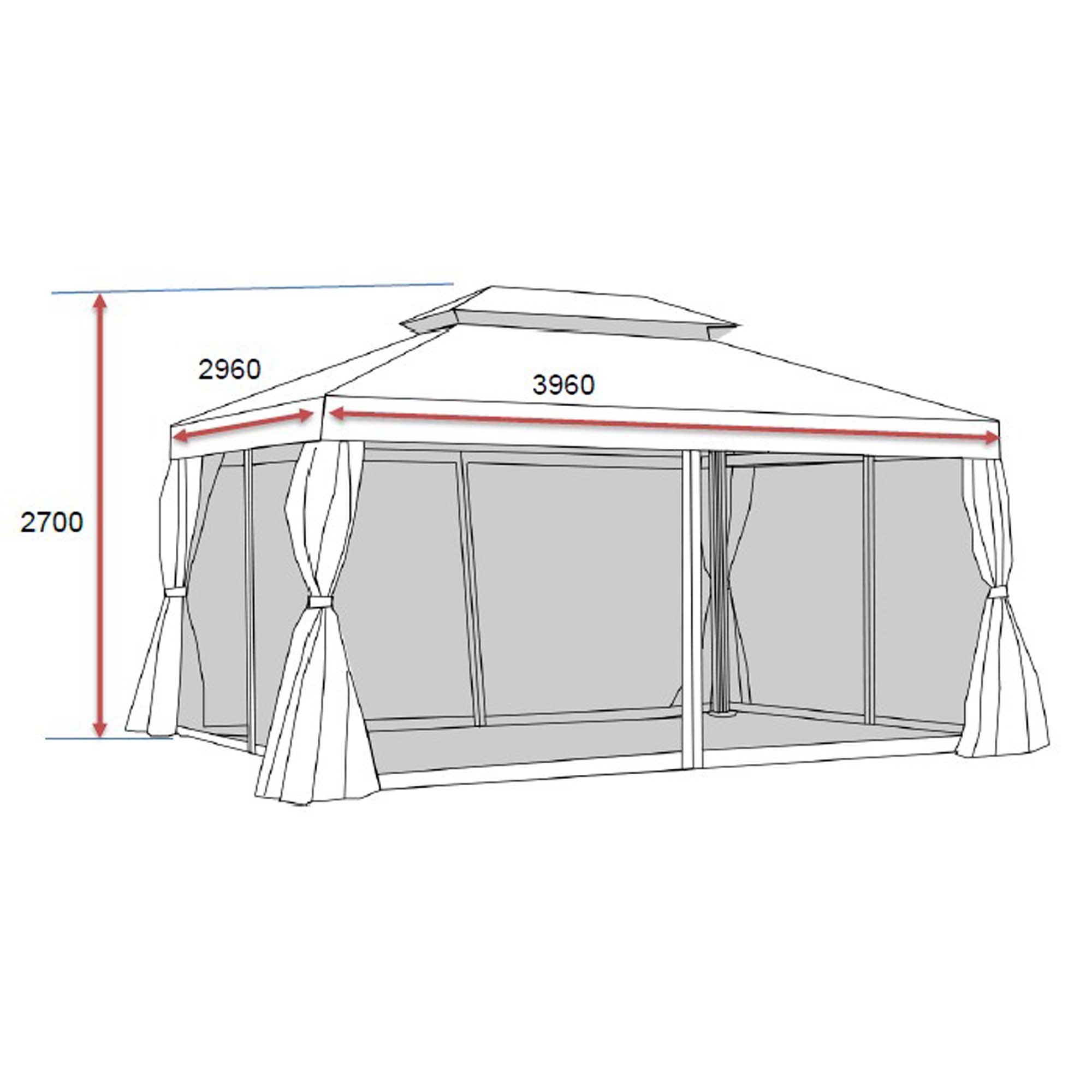 Paviljong Baltic Garden SUNSET 3x4 m, grå