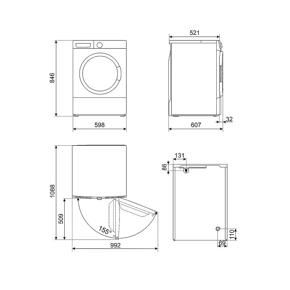 Tvätt- och Torkpaket SMEG WNP84SEAIN1 + DNP09SEBIN