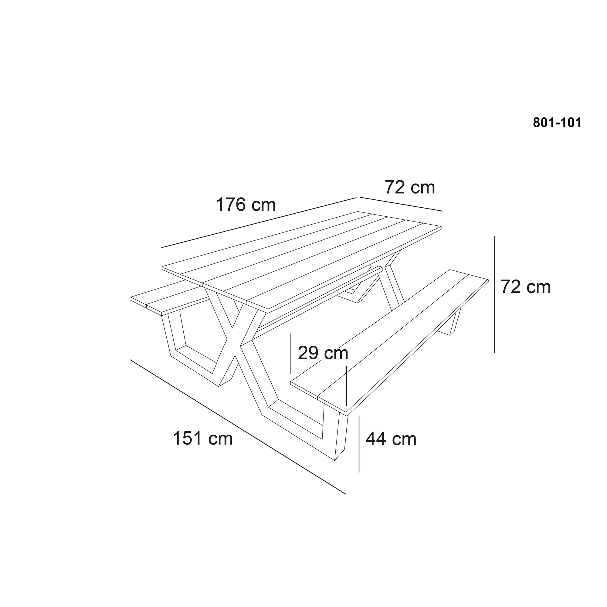 Bänk Hortus Nonwood Model X Teak Antracitstativ