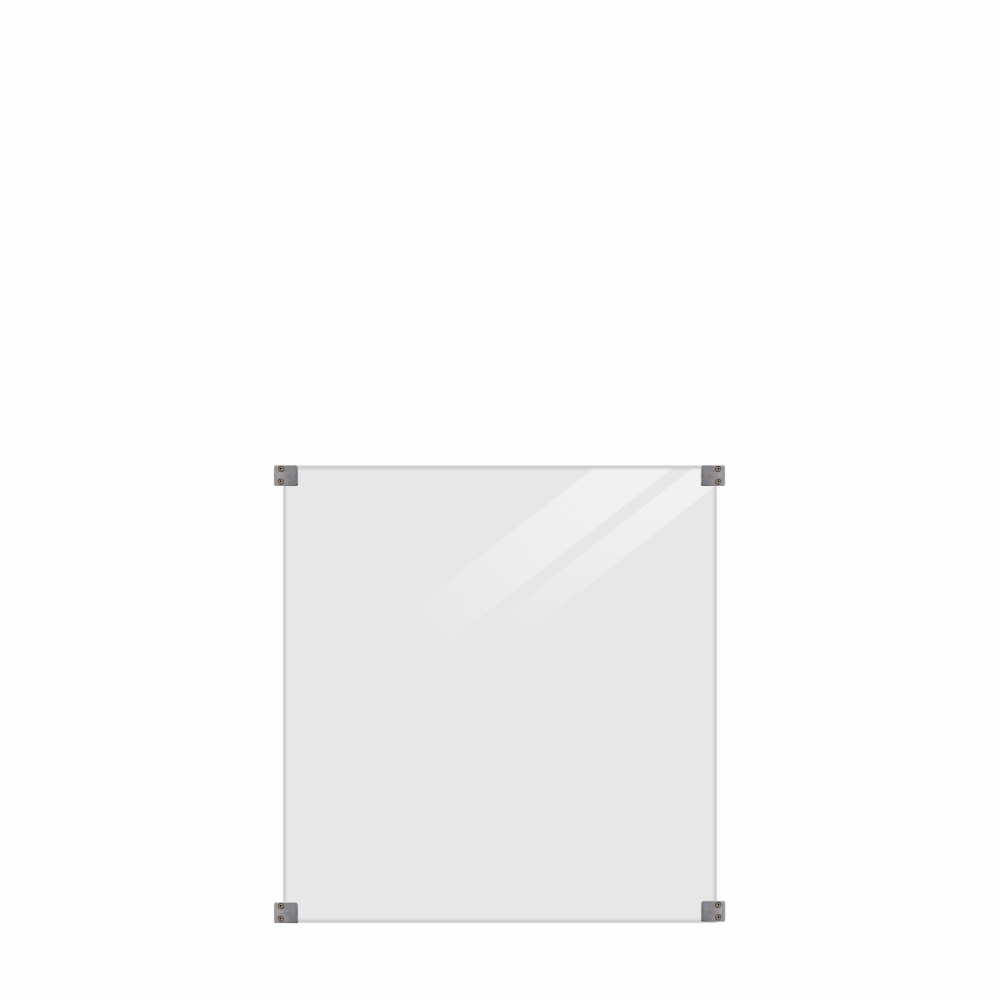 Glasstaket PLUS Rökigt Gråsvart med Galvade Beslag 90x91 cm Härdat glas