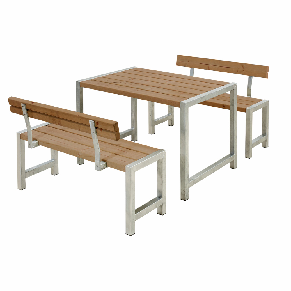 Plankset med Ryggstöd PLUS Café 127 cm ThermoWood Med 2 Ryggstöd