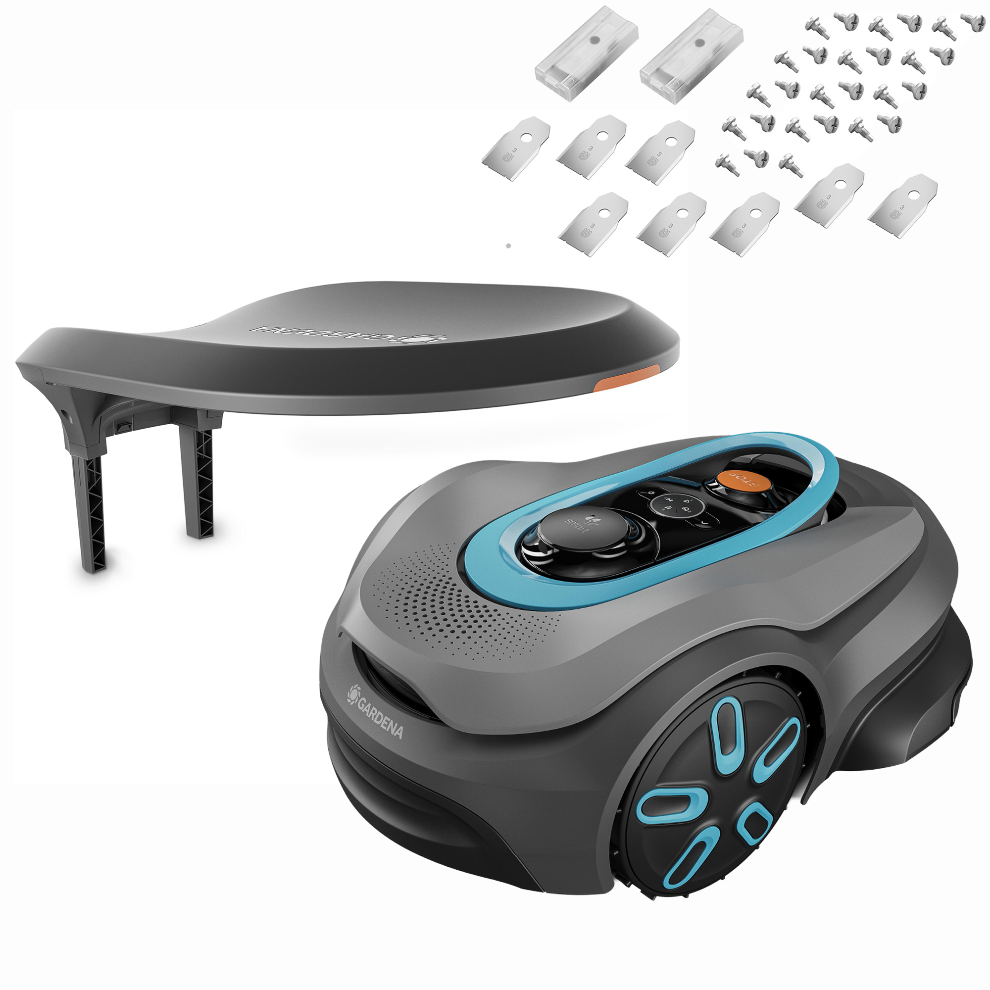 Robotgräsklippare Gardena Smart Sileno Sense 400 Utan Slinga Paket Med Robothus & Reservkniv