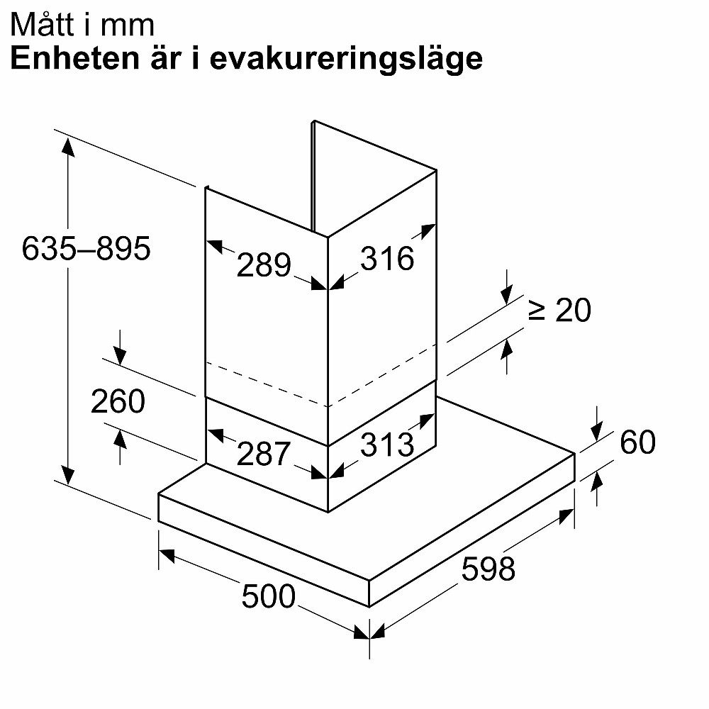 Vägghängd köksfläkt Siemens iQ300 LC65BCC60