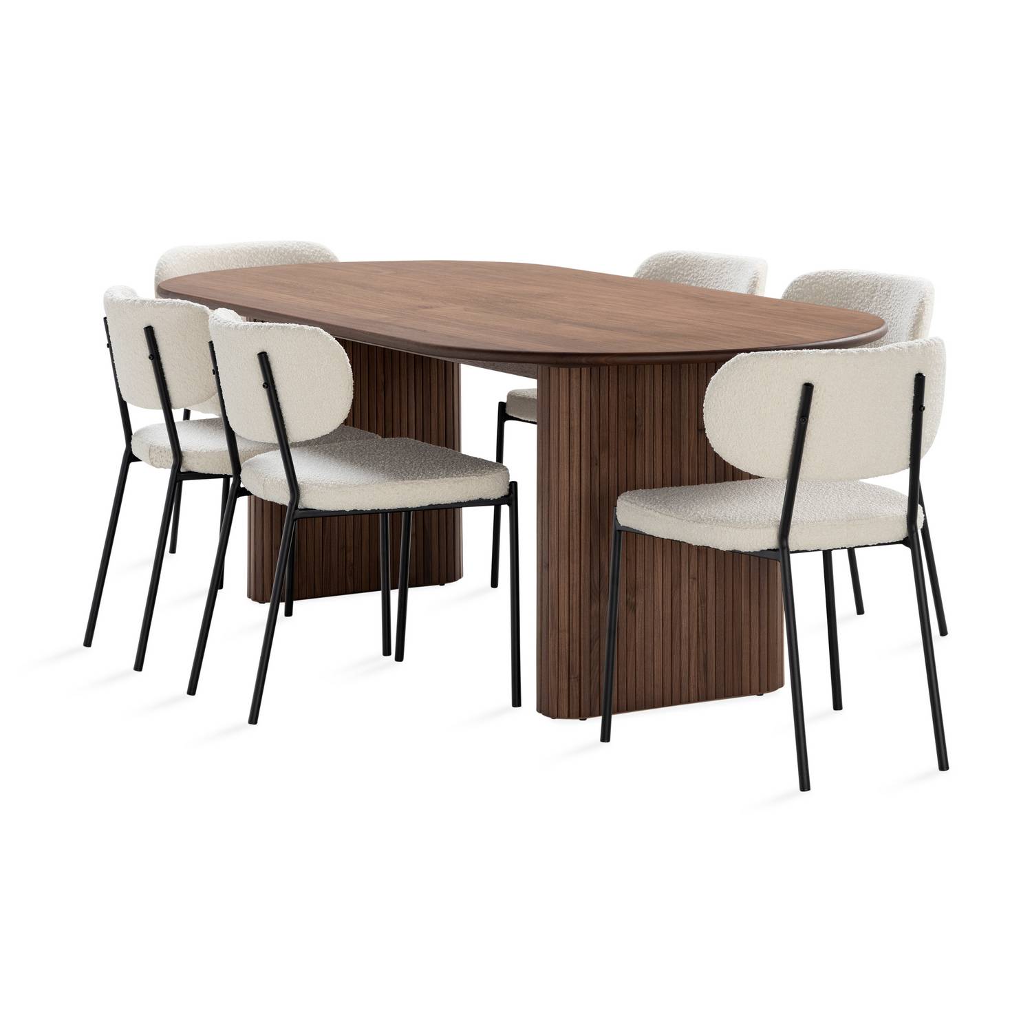 Matgrupp Bark Noira Matbord 220 cm med 6Gemmanio Matstol