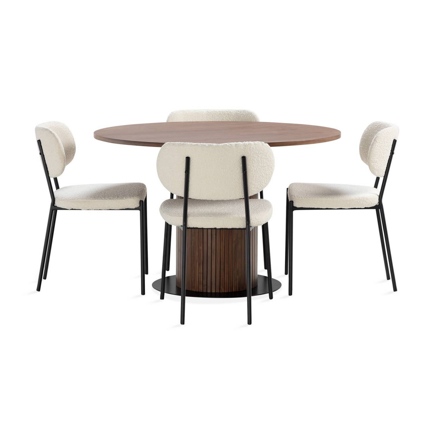 Matgrupp Basic Home Noira Runt Matbord 120 cm med 4 Gemmiano Matstol