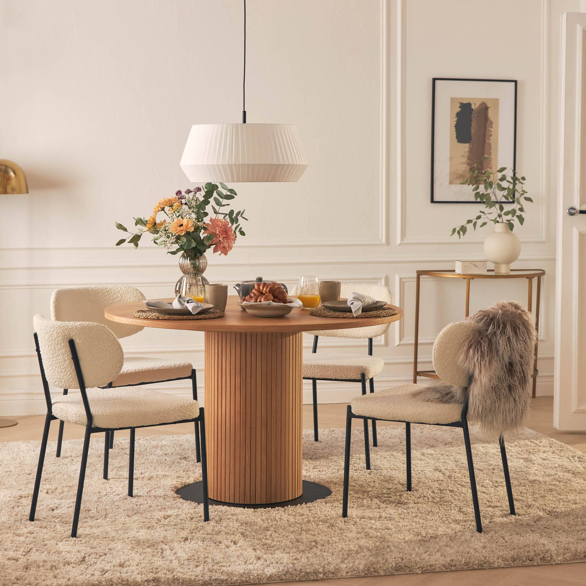 Matgrupp Basic Home Noira Runt Matbord 120 cm med 4 Gemmiano Matstol