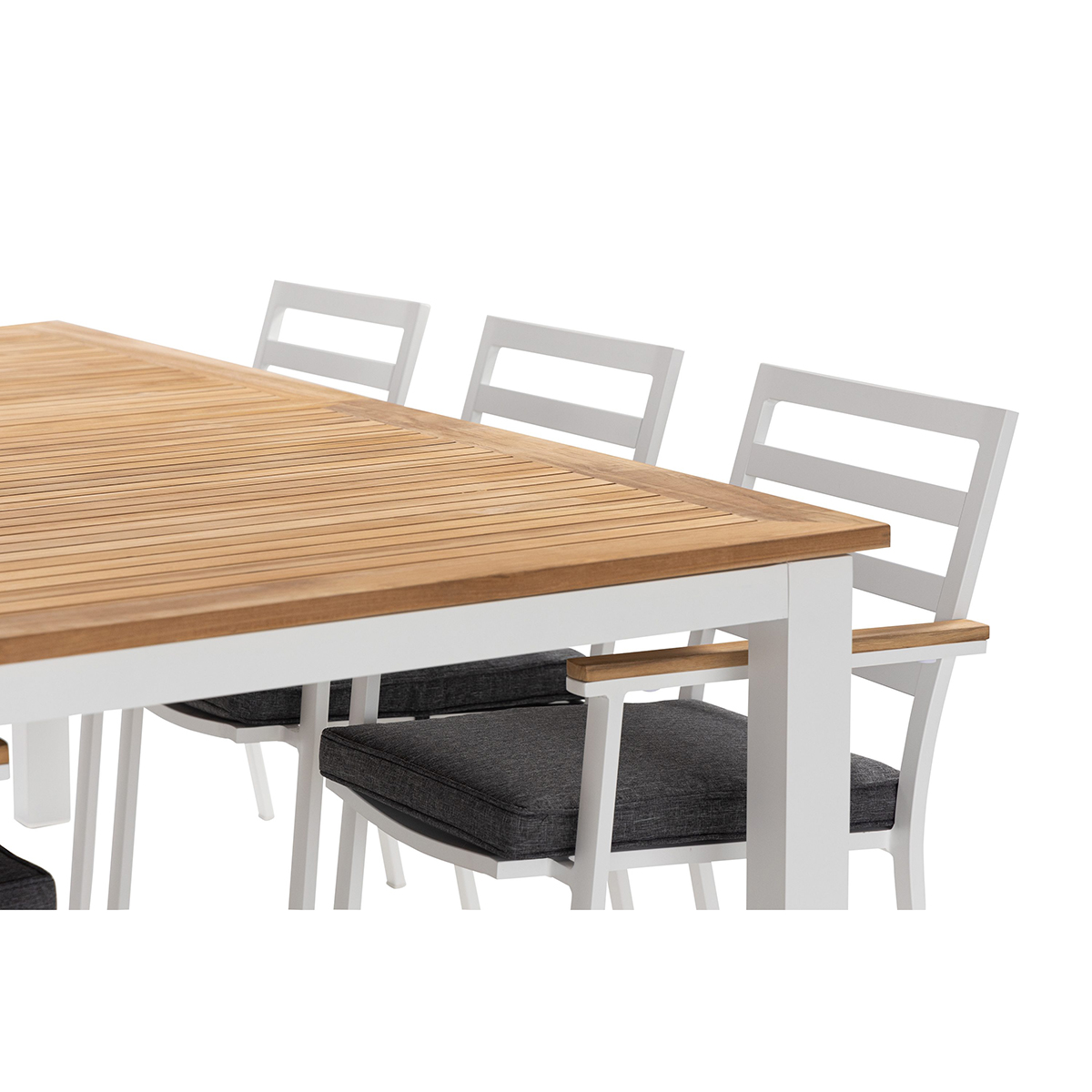 Trädgårdsgrupp deNoord Las Vegas Matgrupp Utomhus 220-280 cm + 6 Oliver Matstol