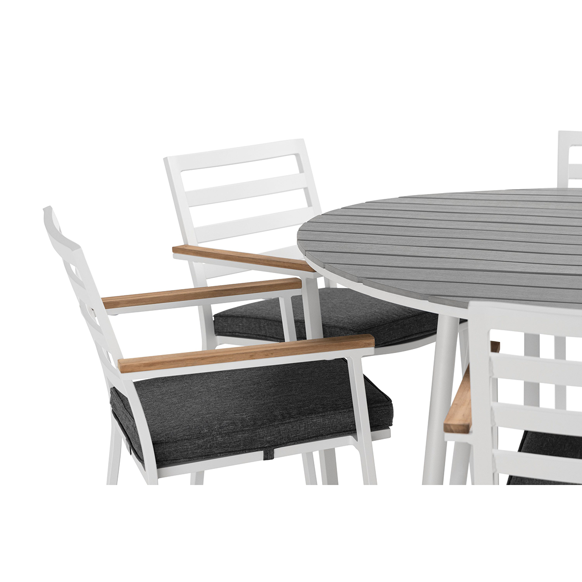 Trädgårdsgrupp deNoord Tunis Matgrupp Utomhus Rund 140 cm + 6 Oliver Matstol