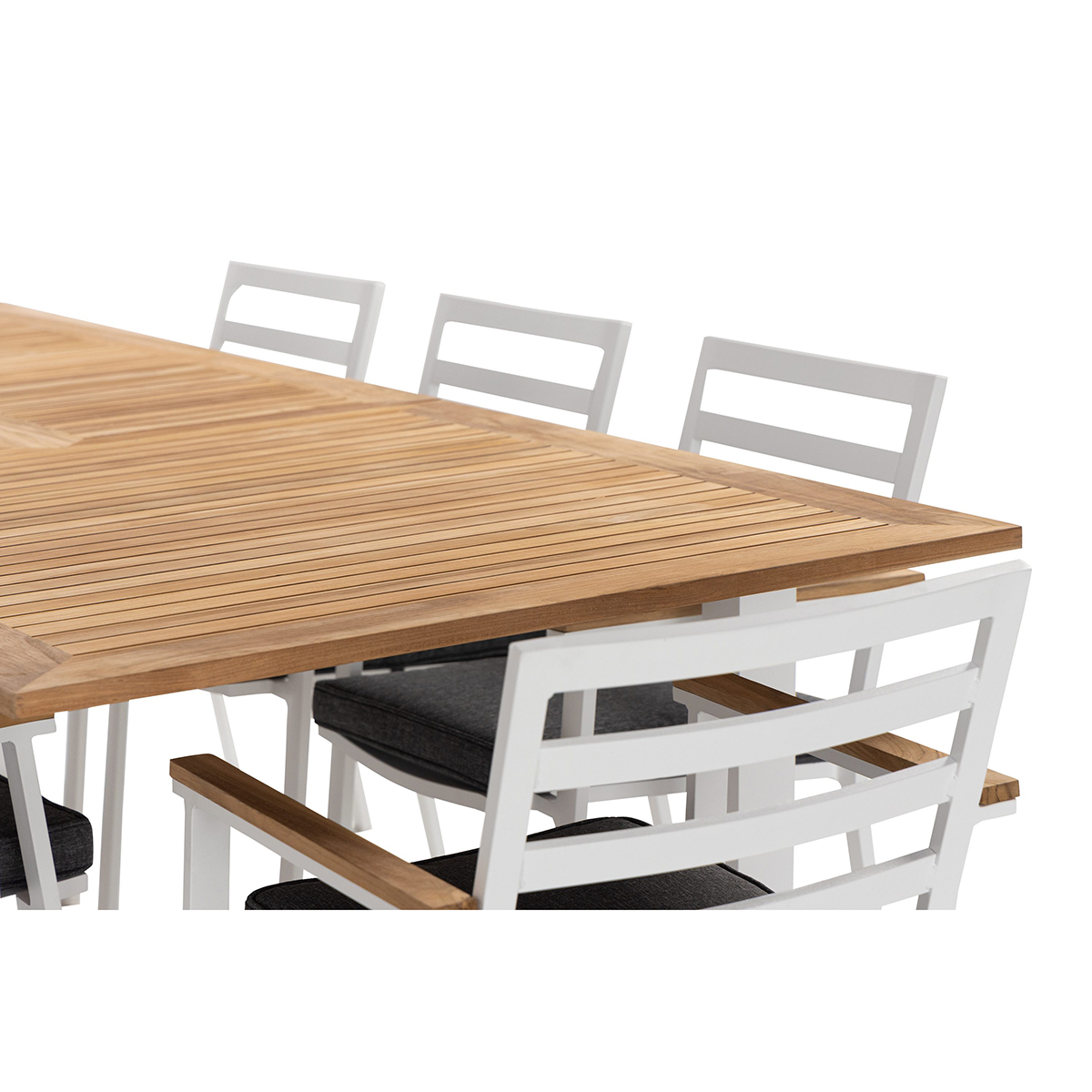 Trädgårdsgrupp deNoord Las Vegas Matgrupp Utomhus 220-280 cm + 8 Oliver Matstol