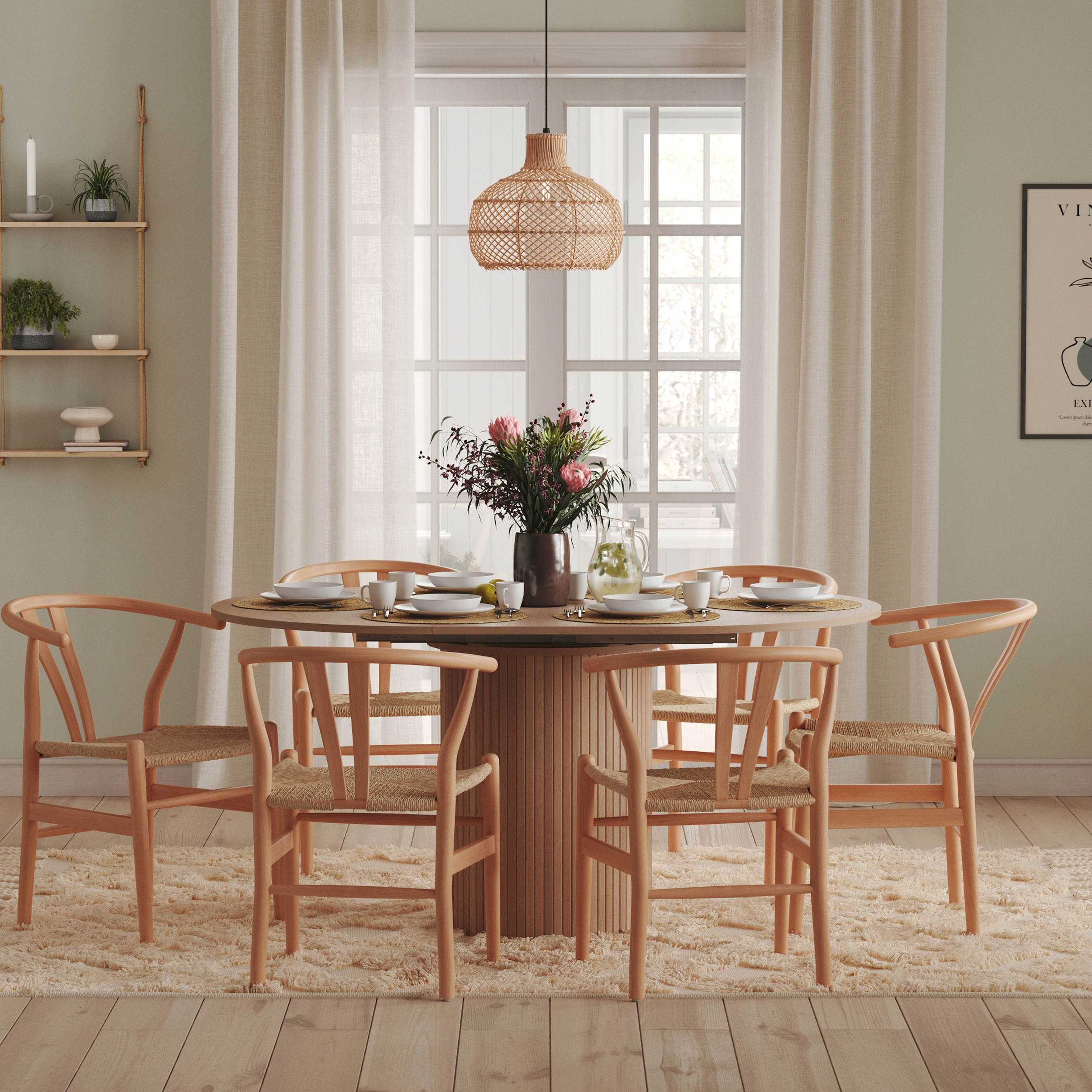 Matbord Bark Kopparbo Runt Bord 106-156 cm med Illäggsskiva