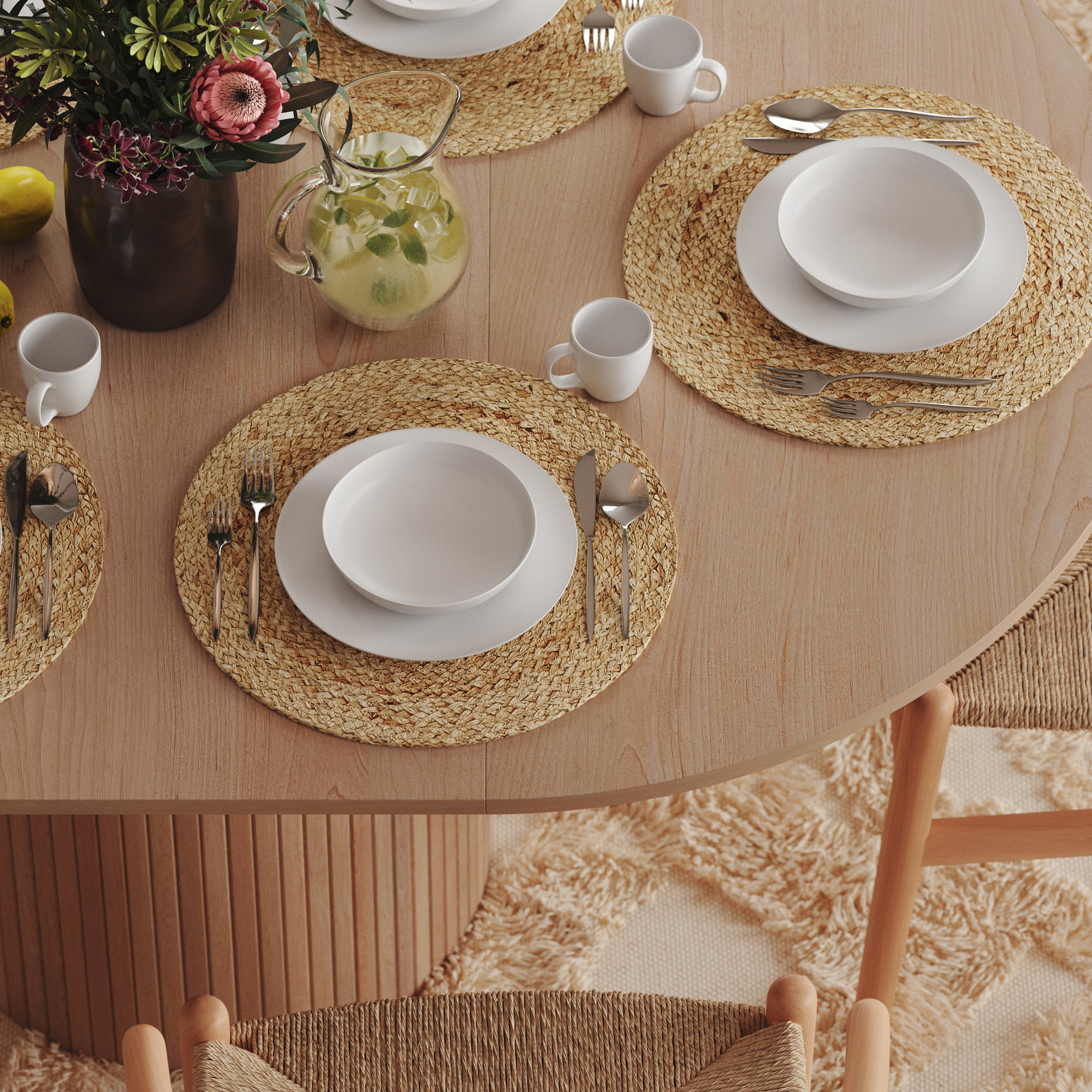 Matbord Bark Kopparbo Runt Bord 106-156 cm med Illäggsskiva