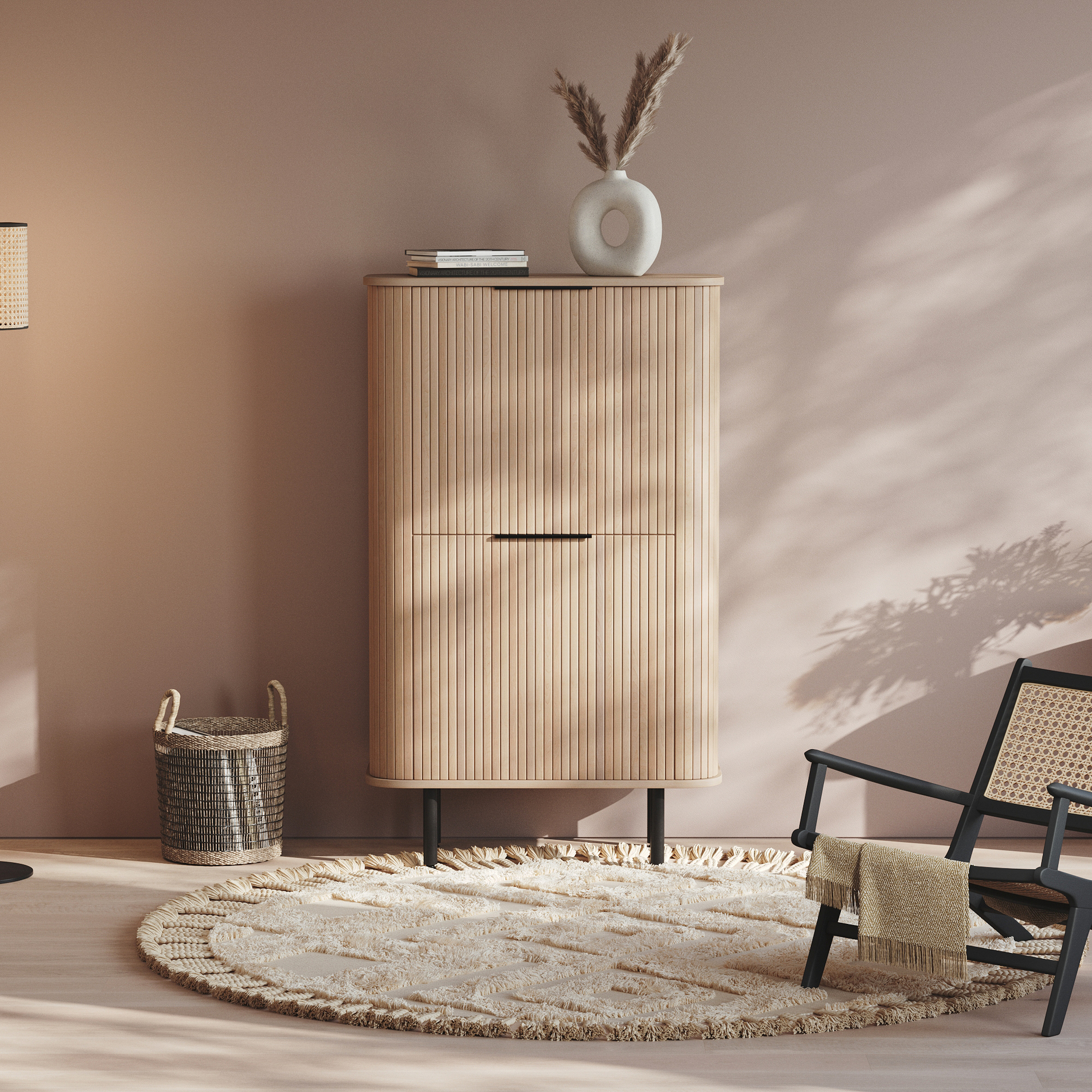 Högskåp Bark Kopparbo Skåp Vitlaserad Ek