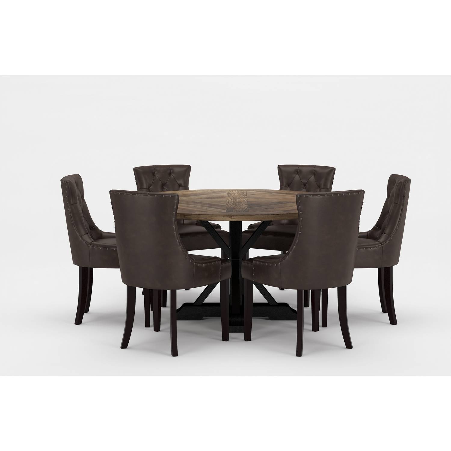 Matgrupp Bloomington Lyon Runt Matbord 150 cm Svart Bas med 6 Tuva Matstol