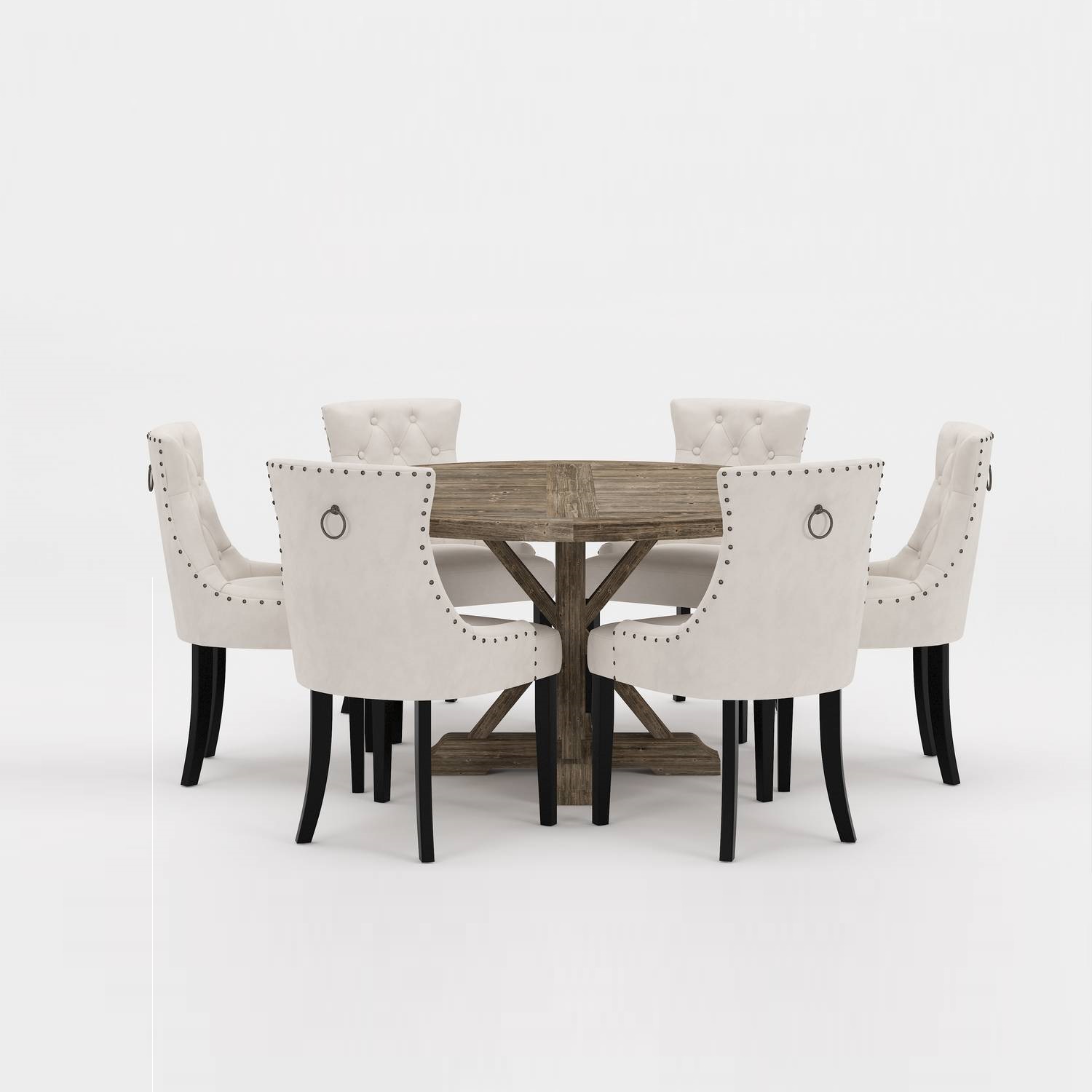 Matgrupp Bloomington Lyon Runt Matbord 150 cm med 6 Viktoria Matstol Nit