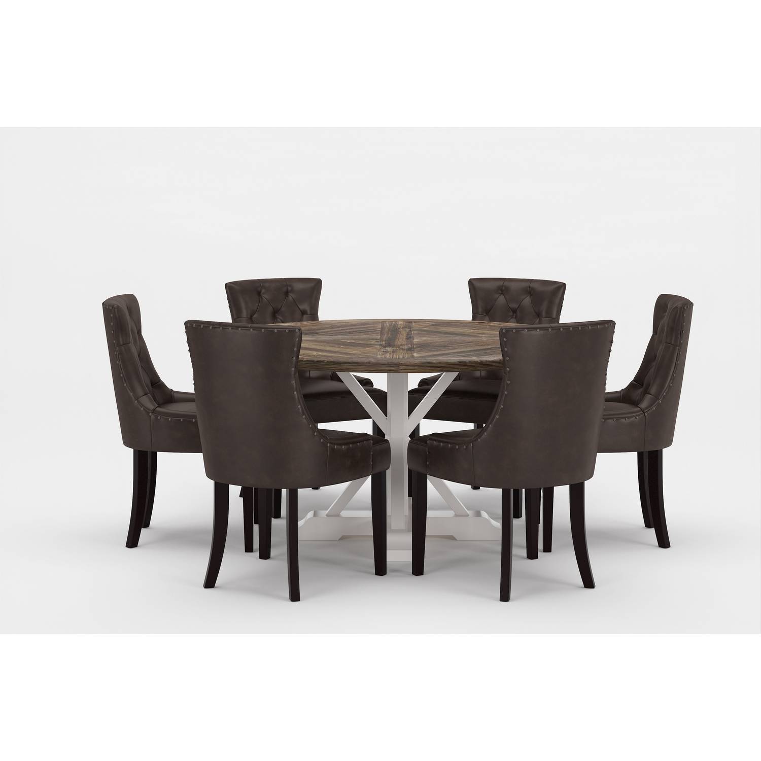 Matgrupp Bloomington Lyon Runt Matbord 150 cm Vit Bas med 6 Tuva Matstol