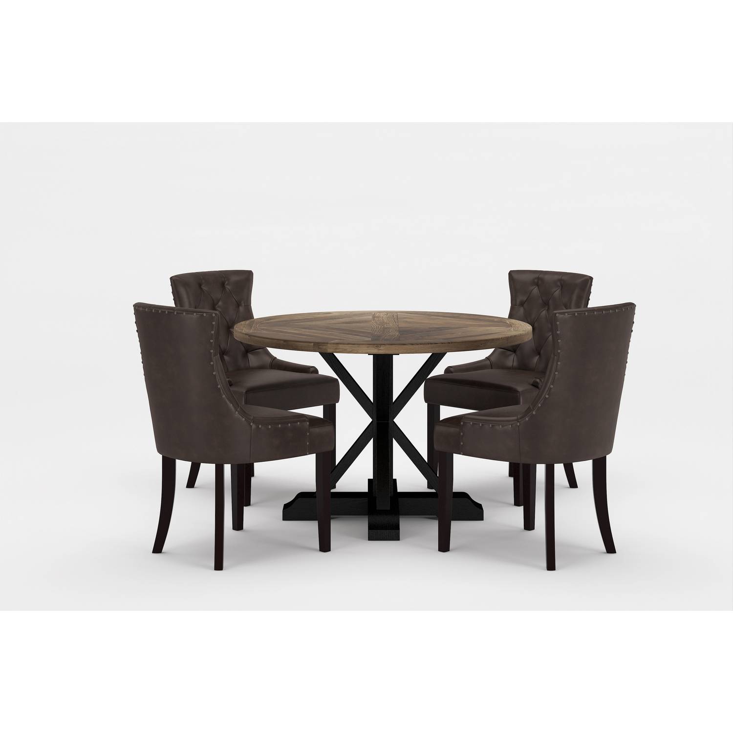 Matgrupp Bloomington Lyon Runt Matbord 120 cm Svart Bas med 4 Tuva Matstol