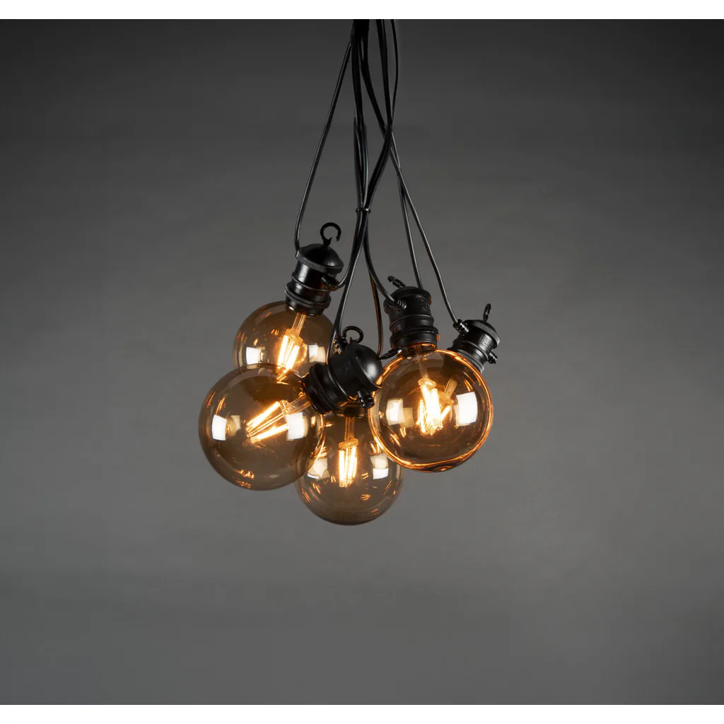 Ljusslinga Gnosjö Konstsmide Partyslinga Startset E27 10st LED-lampor Amber Rökfärgade