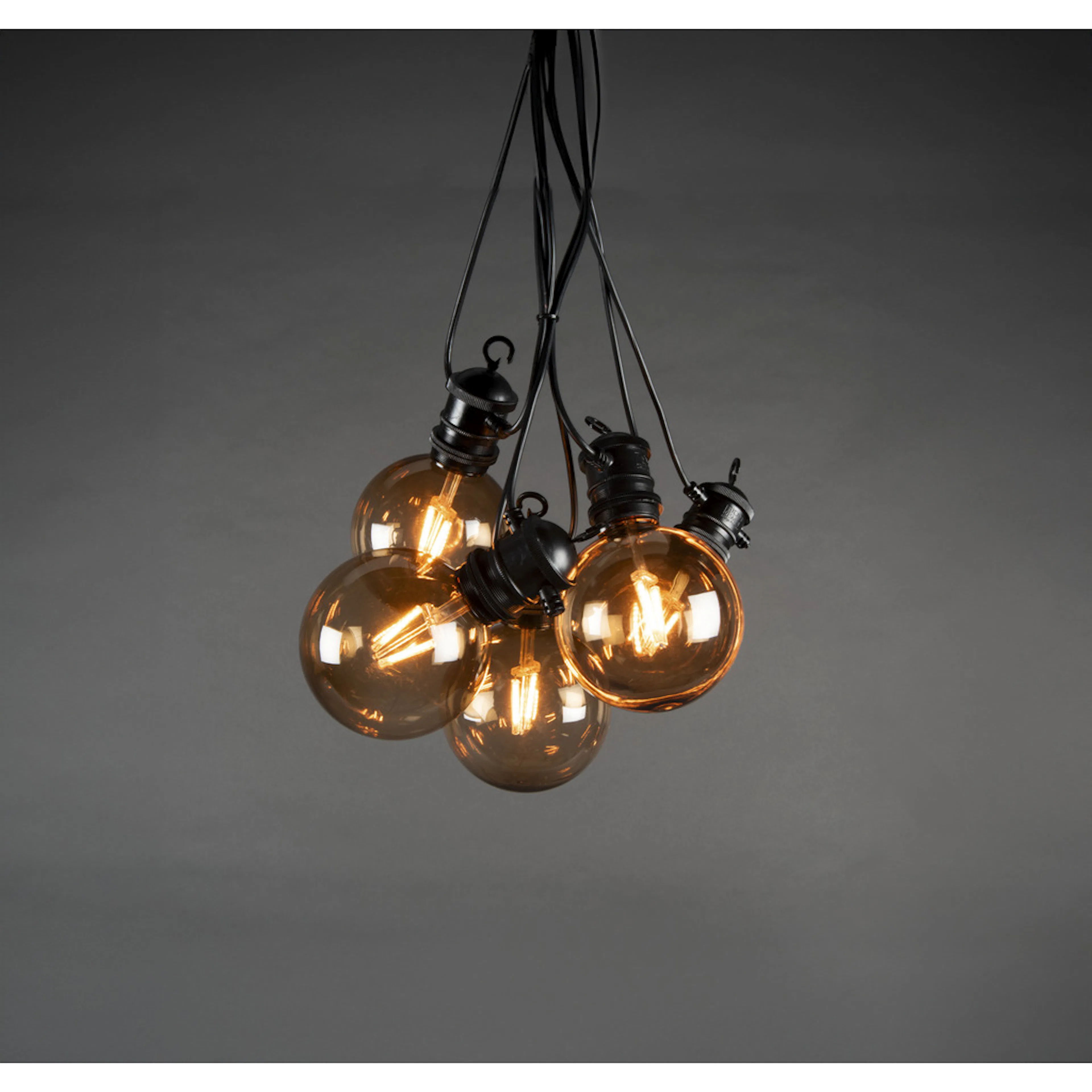 Ljusslinga Gnosjö Konstsmide Partyslinga Startset E27 10st LED-lampor Amber Rökfärgade