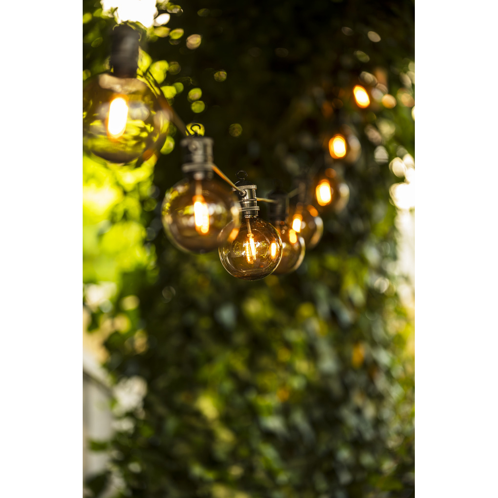 Ljusslinga Gnosjö Konstsmide Partyslinga Startset E27 10st LED-lampor Amber Rökfärgade