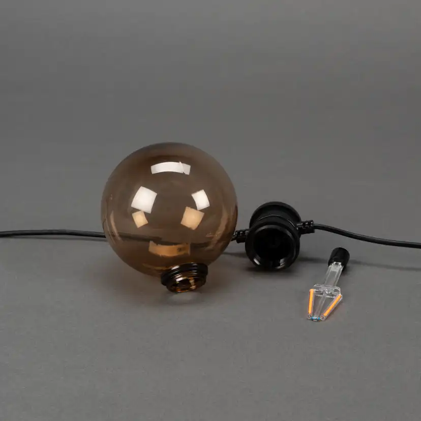 Tilläggsslinga Gnosjö Konstsmide till Partyslinga Startset E27 10st LED-lampor Amber Rökfärgade