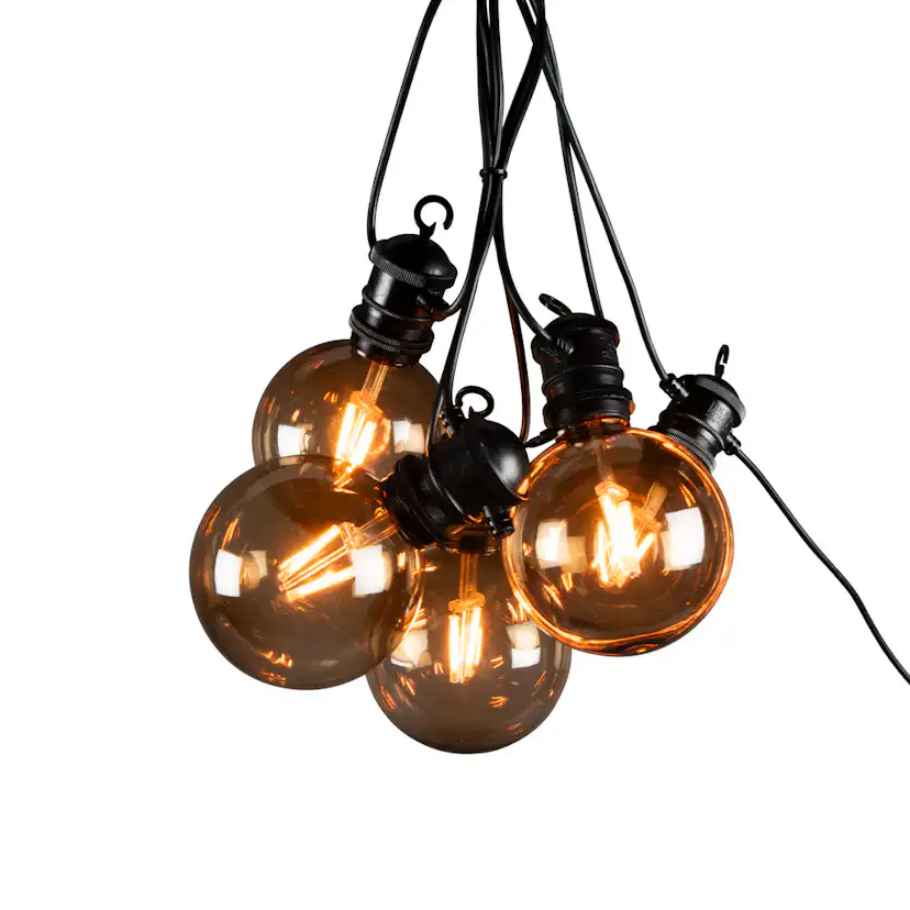 Tilläggsslinga Gnosjö Konstsmide till Partyslinga Startset E27 10st LED-lampor Amber Rökfärgade