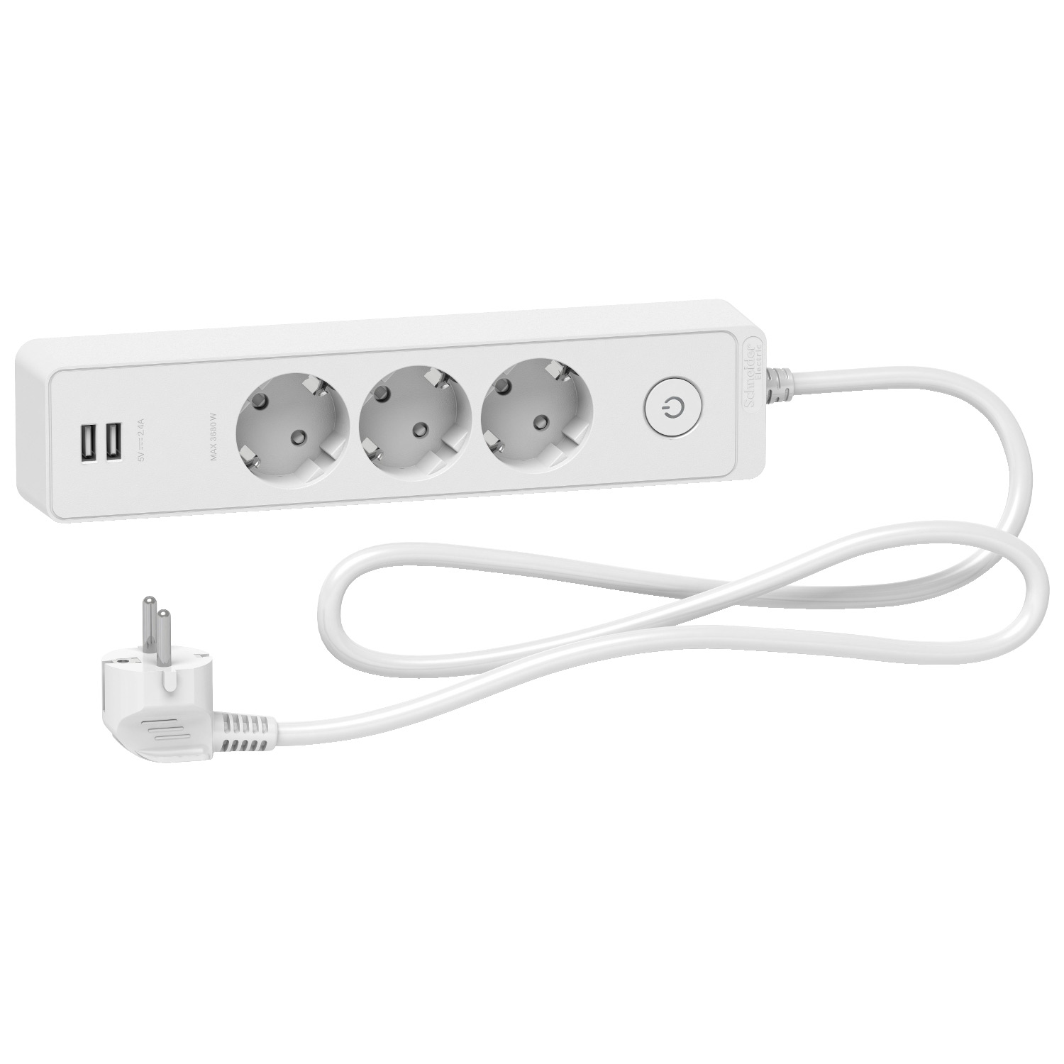 Grenuttag Schneider Electric Unica 3-vägs USB Vit