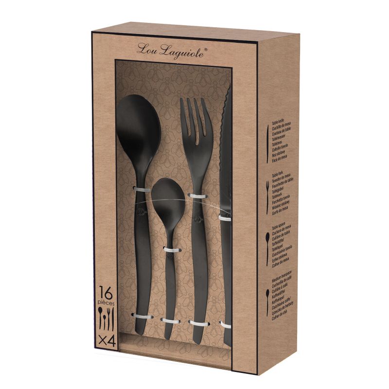 Bestickset Lou Laguiole Jet 16 Delar