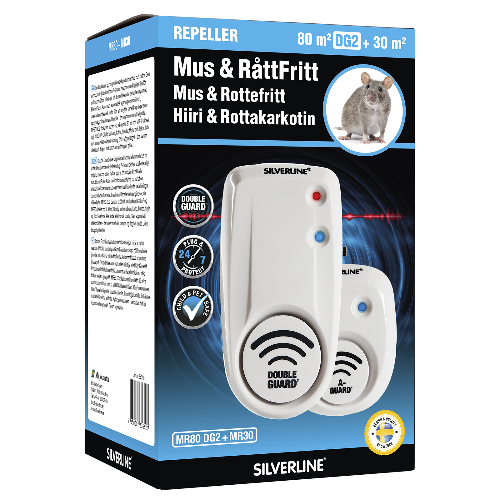 Avskräckare Silverline Mus och Råtta Mr80 Dg2+Mr30
