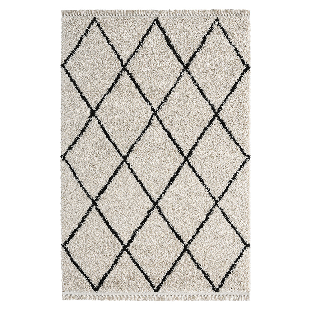 Ryamatta KM Carpets Woolly Romb 160x230 cm, Vit