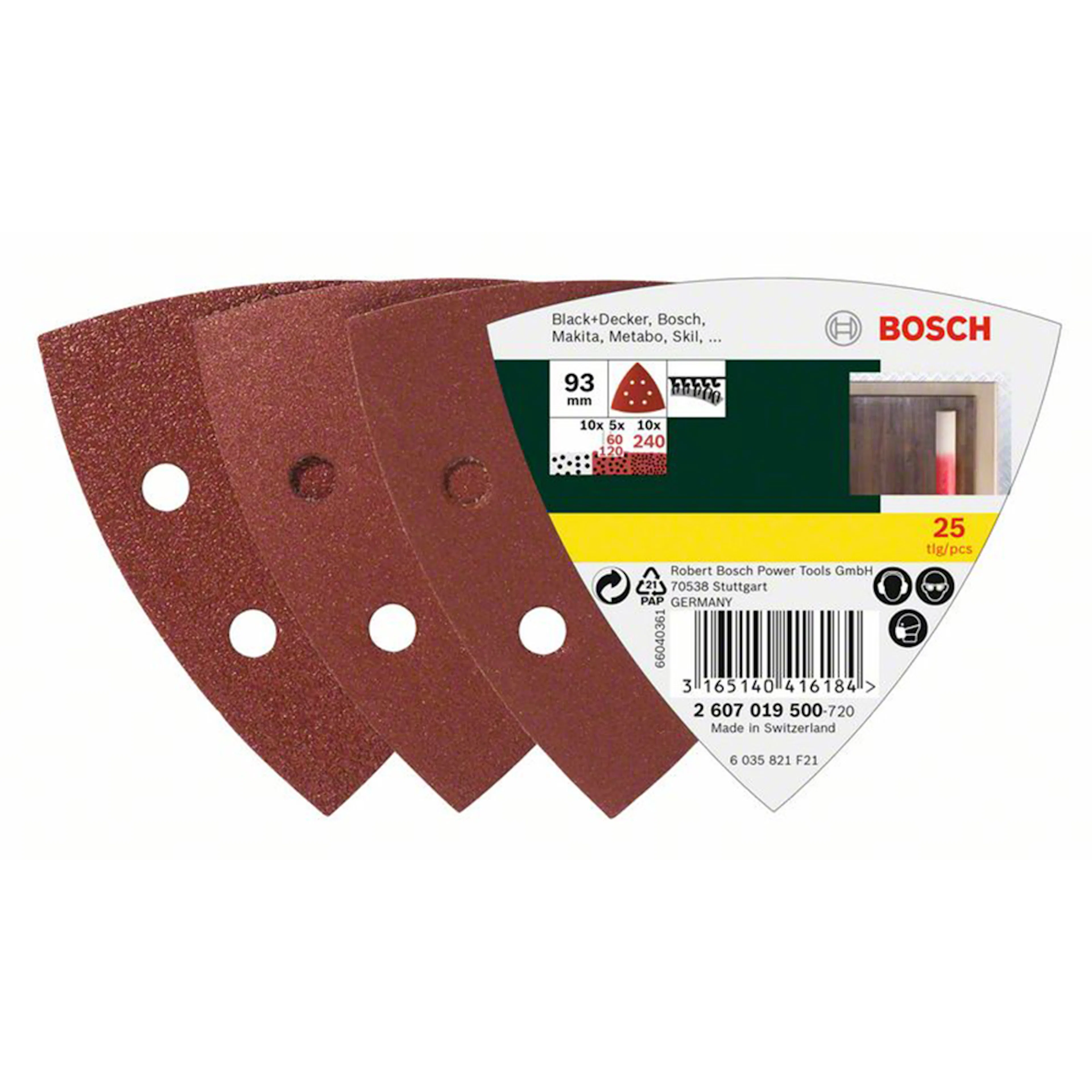 Slipark Bosch Power Tools 25-delars K60-240 93 mm
