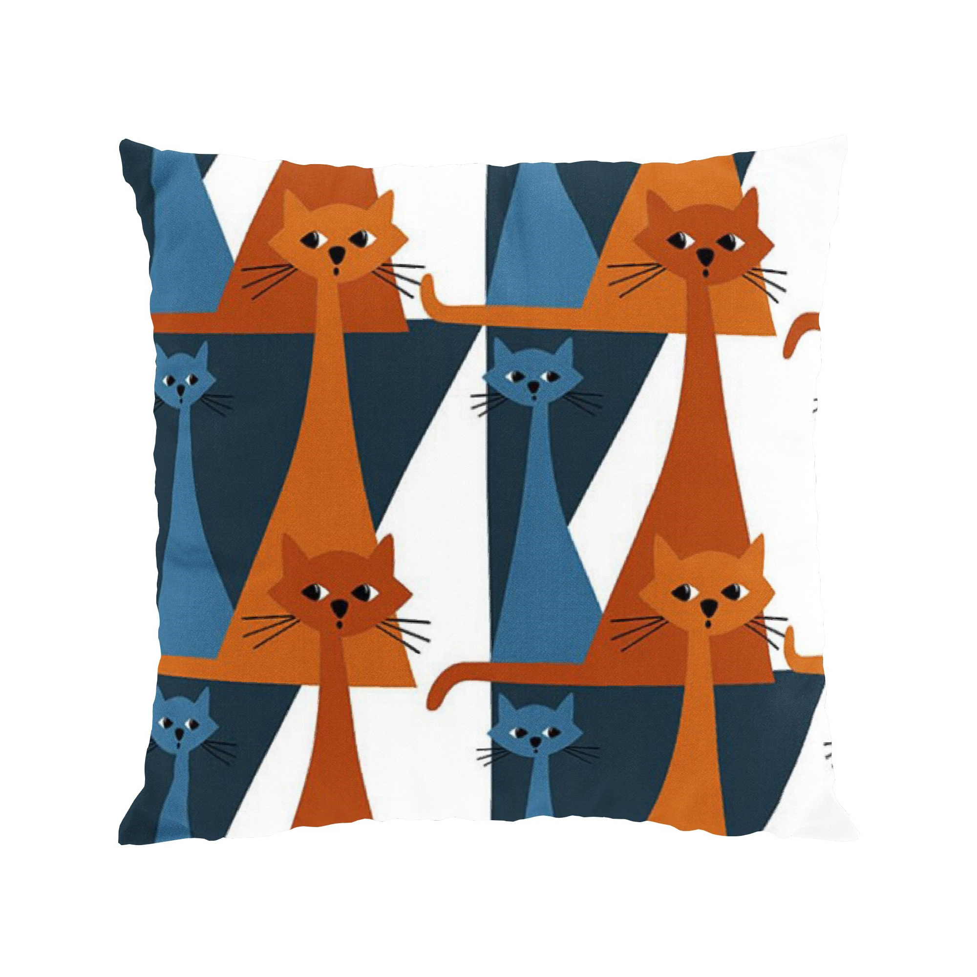 Kuddfodral Arvidssons Textil Kitty Orange/Blå/Vit