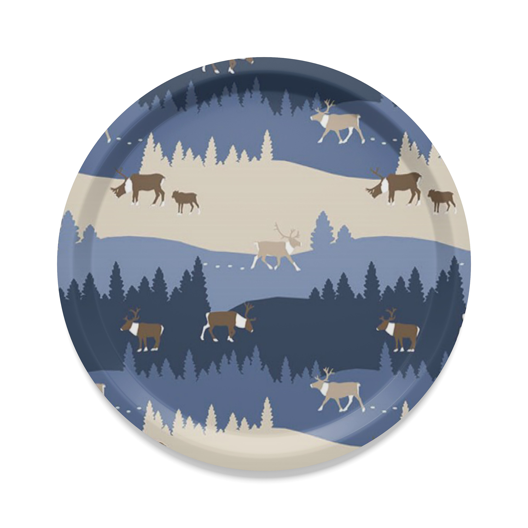 Bricka Arvidssons Textil Renland Rund Blå/Beige/Brun