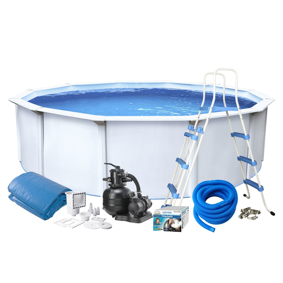 Poolpaket Swim & Fun Classic Pool Rund 120 Filtersystem Ø460 cm