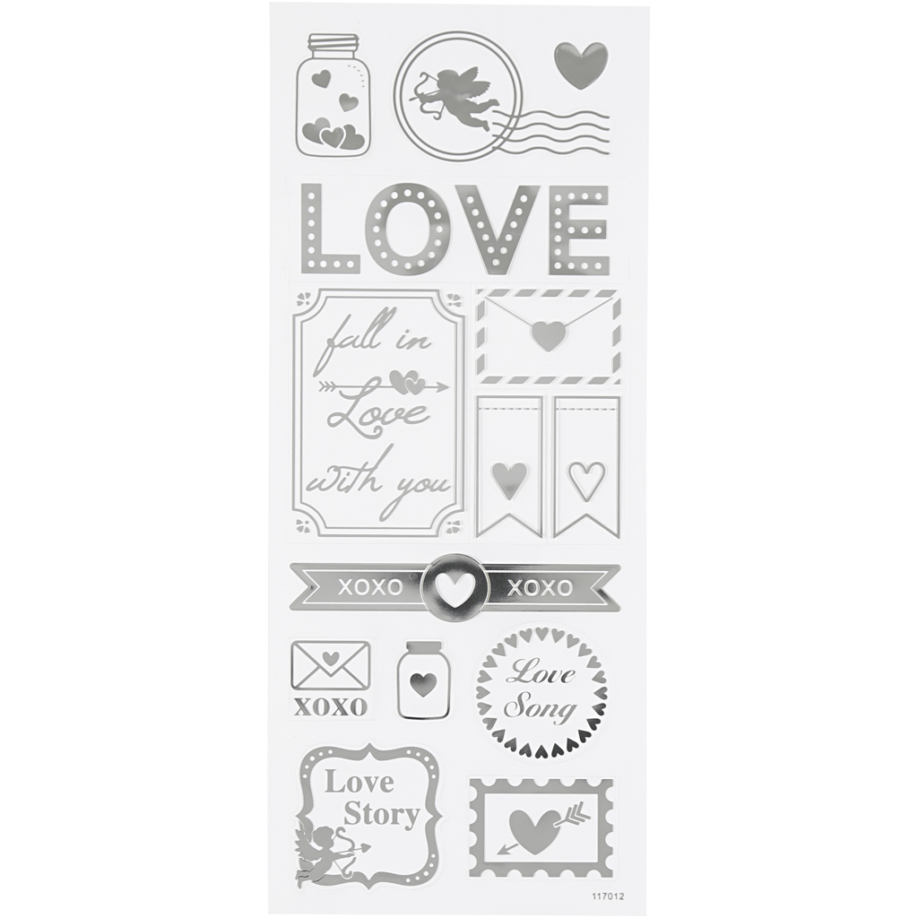 Stickers Creativ Company Love 10x24 cm 1 Ark Silver