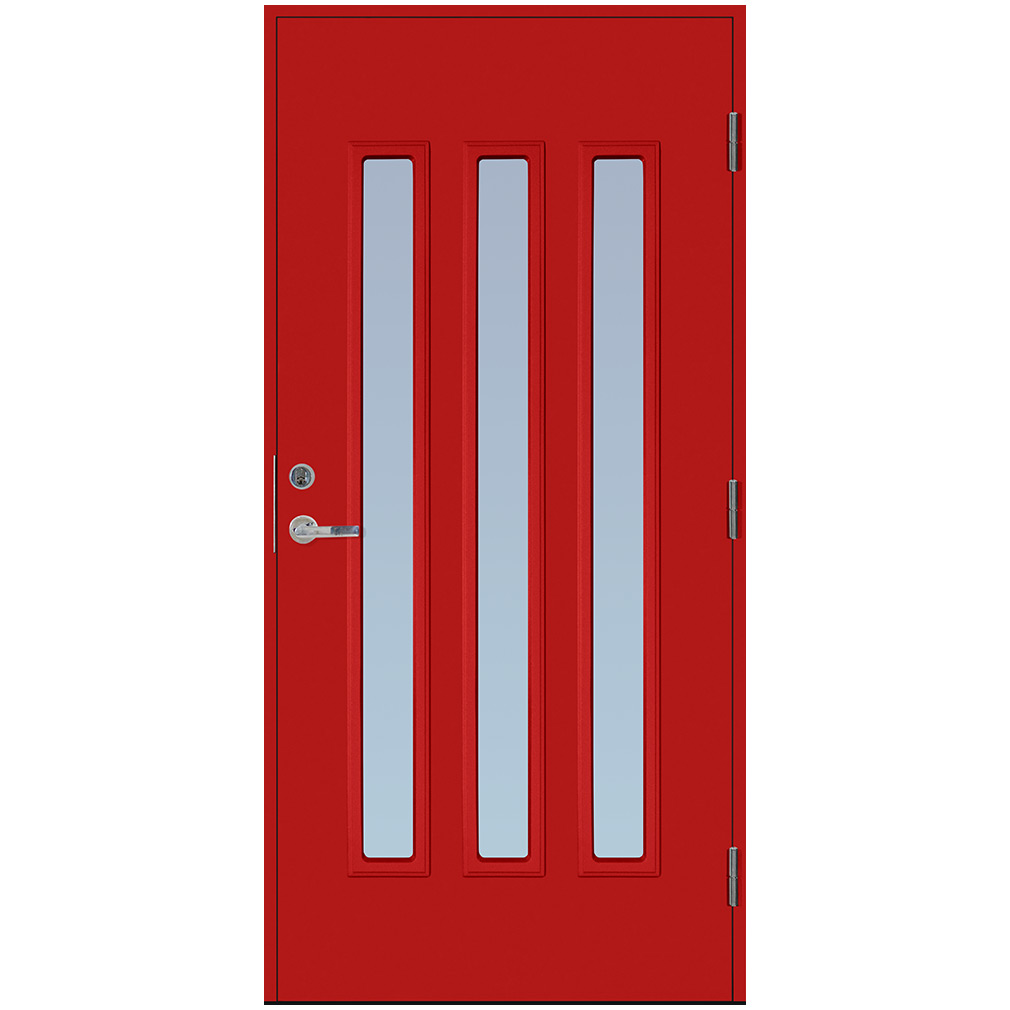 Ytterdörr Scandidoor Torp Trio BxH: 10x21 Röd cm, Högerhängd Frostat ...