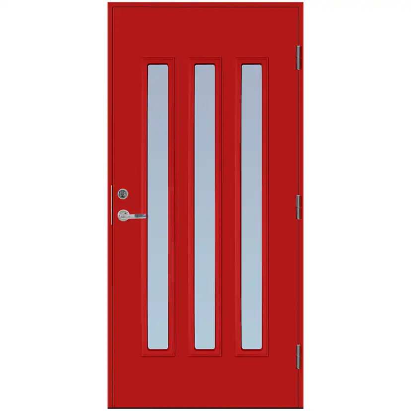 Ytterdörr Scandidoor Torp Trio BxH: 10x21 Röd cm, Högerhängd Frostat ...