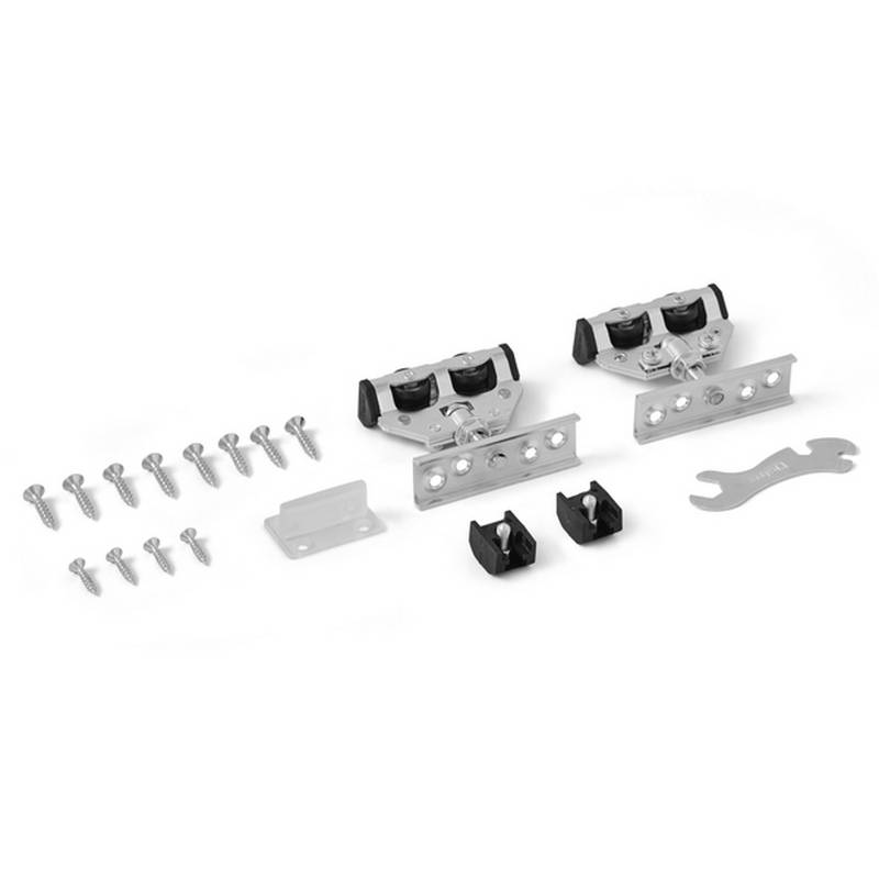 Beslagssats Habo SF-75  Komplett Hjultsats för Skjutdörrsskena SF-75