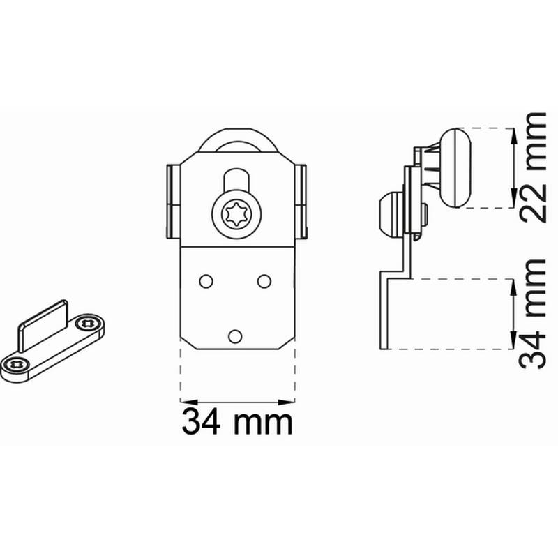 Beslagssats Habo SF-20 Komplett Hjultsats för Skjutdörrsskena SF-20