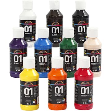 Akrylfärg Creativ Company A-color Mixade Färger Nr 01 Blank 10st 100 ml/1 Förp