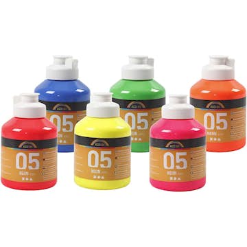 Akrylfärg Creativ Company A-color Neonfärger Nr 05 6st 500 ml/1 Låda